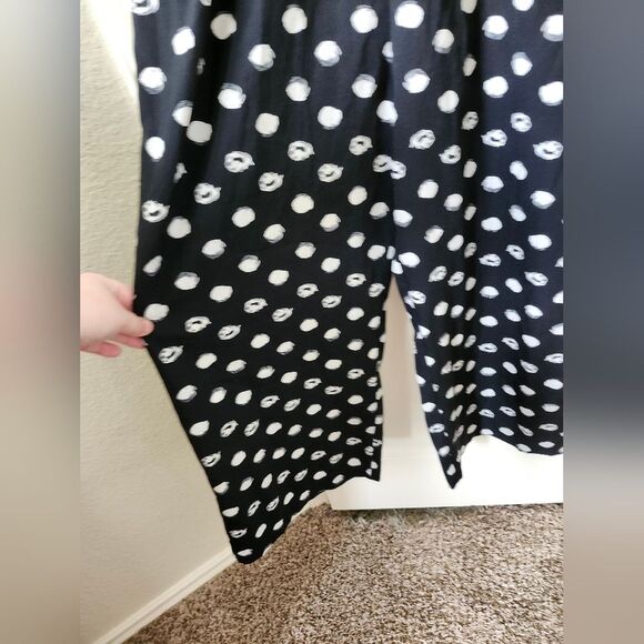 Boohoo Black & White Polka Dot Print Wrap Style Baggy Wide Leg Jumpsuit S - Picture 7 of 10